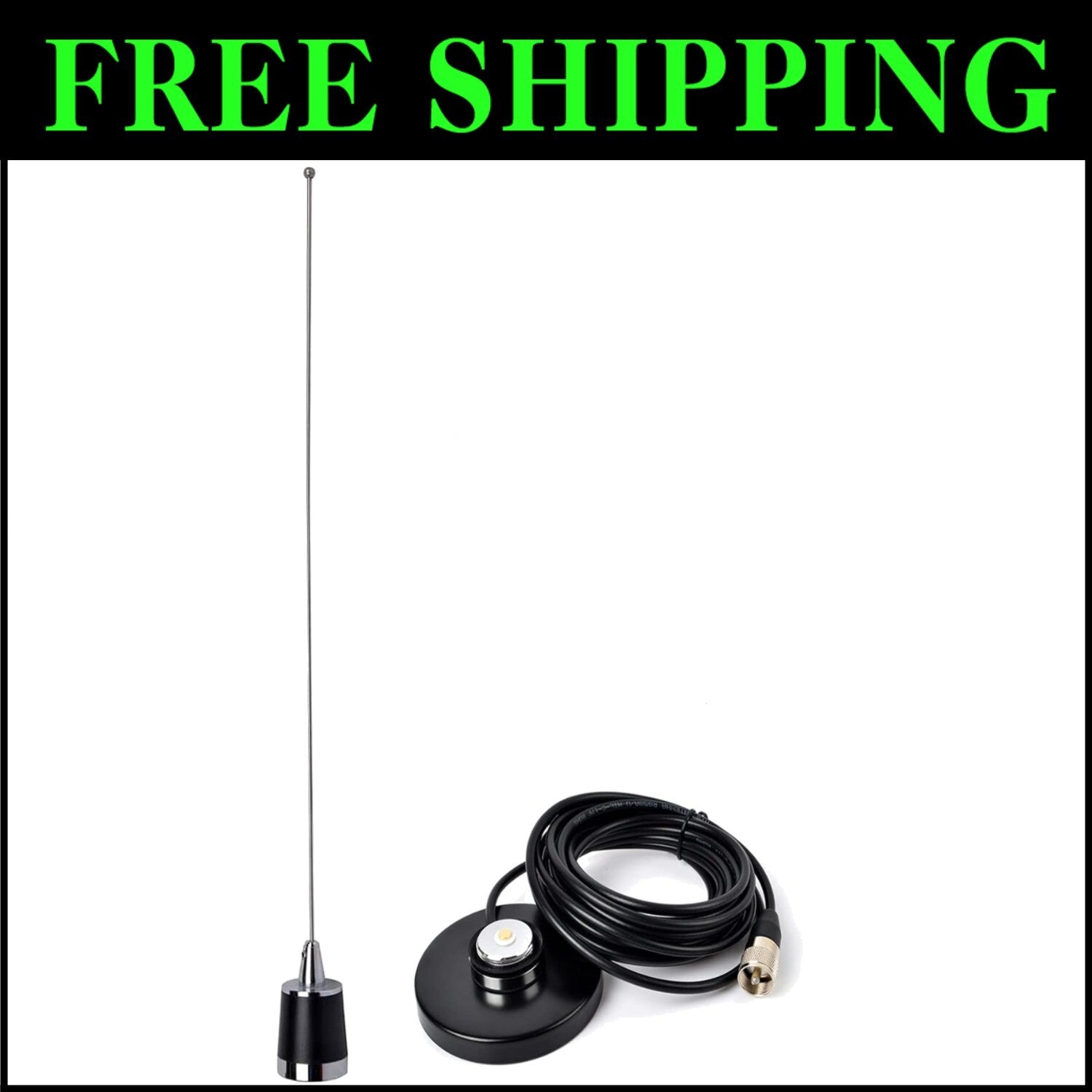 Robust Dual-Band VHF/UHF Mobile Antenna with Magnetic Base - Easy Installation