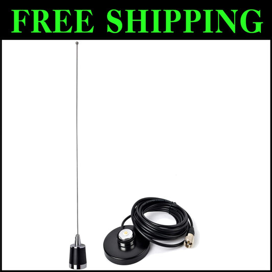 Robust Dual-Band VHF/UHF Mobile Antenna with Magnetic Base - Easy Installation