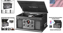 Load image into Gallery viewer, Nostalgic 3-Speed Turntable with Bluetooth, CD Player &amp; Built-in Speakers - Grey