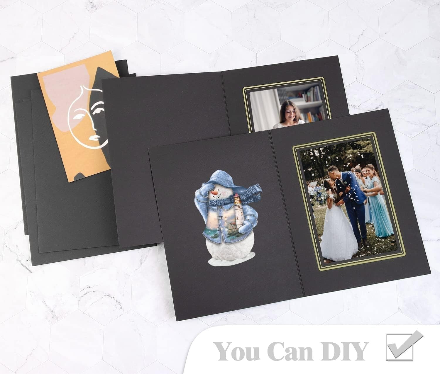 Versatile Black 4x6 Photo Folders with Gold Lining - 100 Pack for Celebrations