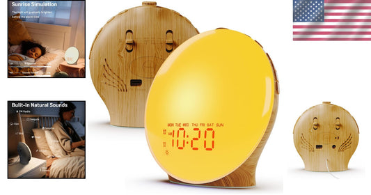Dual Alarm Sunrise Simulation Clock for Kids & Heavy Sleepers - 7 Natural Sounds
