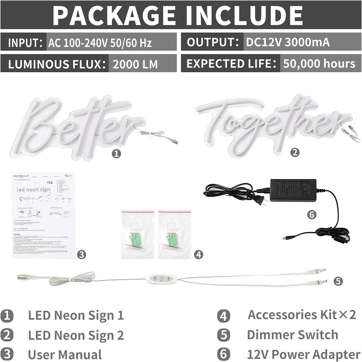 Dynamic Better Together Neon Light with Dimmer - Stylish for Home & Parties