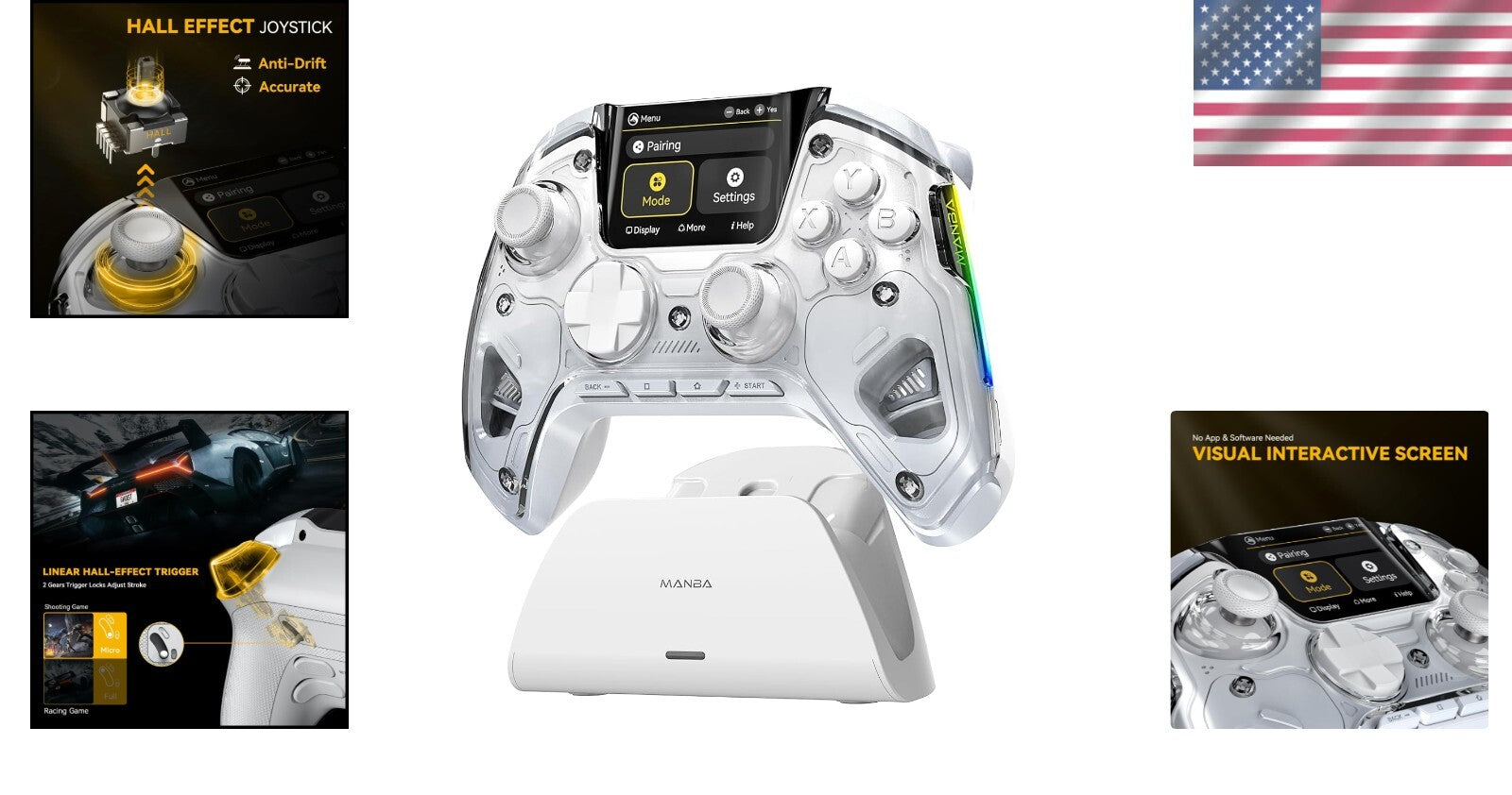 Next-Gen Wireless Controller for PC/Switch with Visual Battery & Smart Features