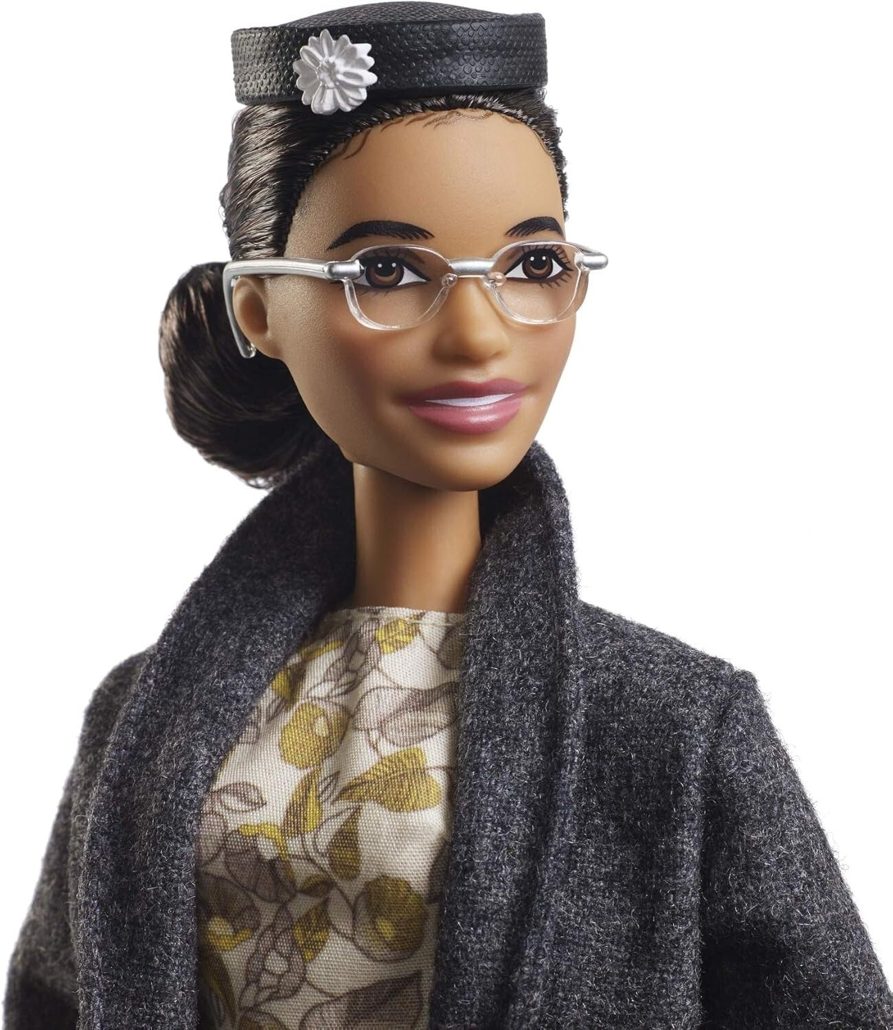 Commemorative Rosa Parks Doll in Floral Dress - Includes Stand & Authentication
