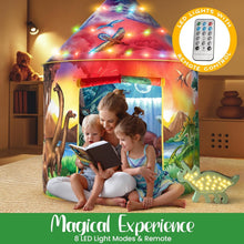 Load image into Gallery viewer, Kids Dinosaur Tent with Interactive Roar Sounds &amp; Remote-Controlled LED Lights