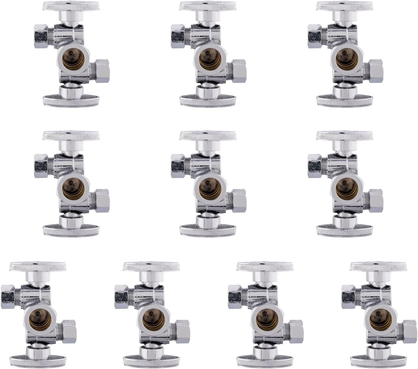 Efficient 10-Pack of Lead-Free Dual Compression Angle Stop Valves for Plumbing