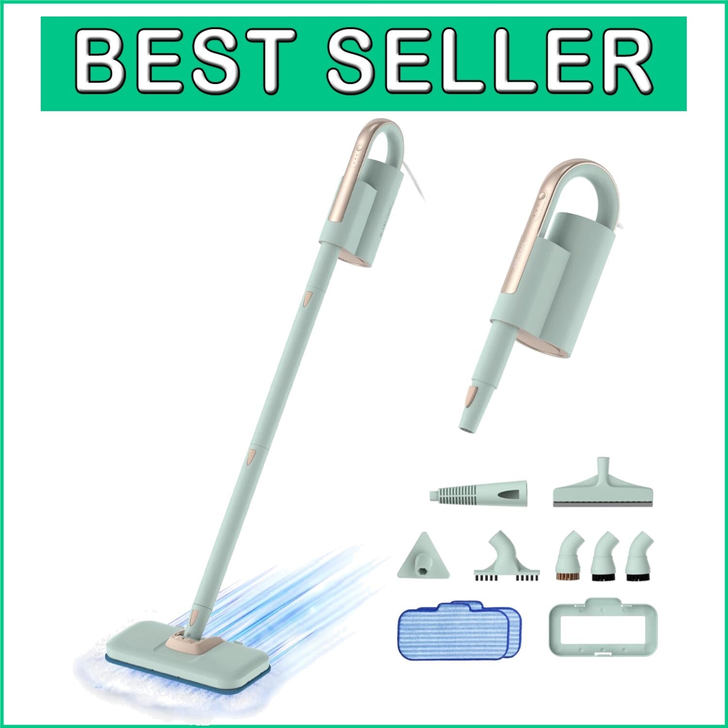 All-in-One 1200W Steam Mop & Handheld Cleaner with 7 Multi-Purpose Attachments