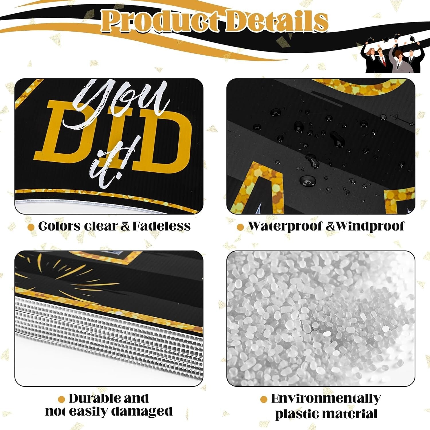 Celebrate Graduation with 20 PCS Black Gold Signs, 2025 Graduation Yard Decor