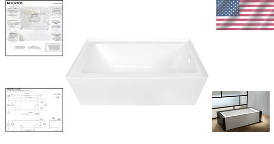 Durable 60-Inch Acrylic Bathtub for Alcove Installation - Right Drain - White