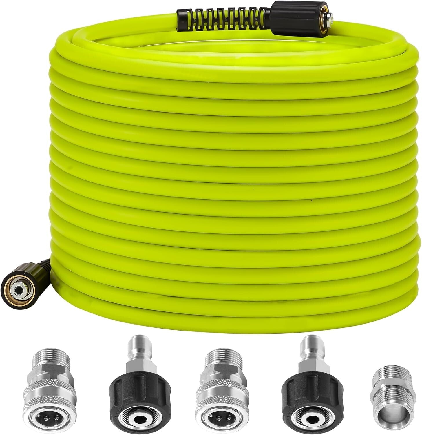 Durable 1/4" Pressure Washer Hose 50 FT - Stainless Steel M22 Adapters Included