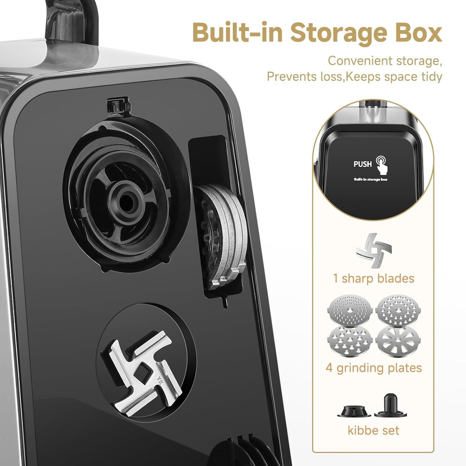 Durable 3000W Electric Meat Grinder with Organized Storage & Safety Features