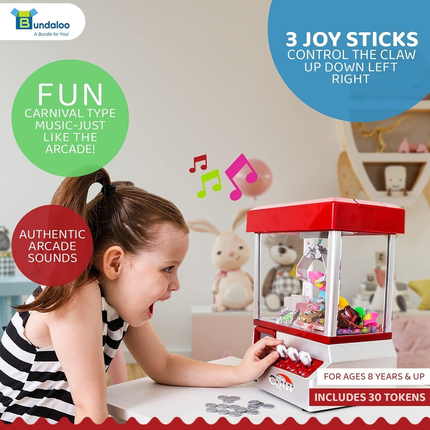 Authentic Claw Machine Arcade Game - Mini Candy Grabber for Kids & Family Fun