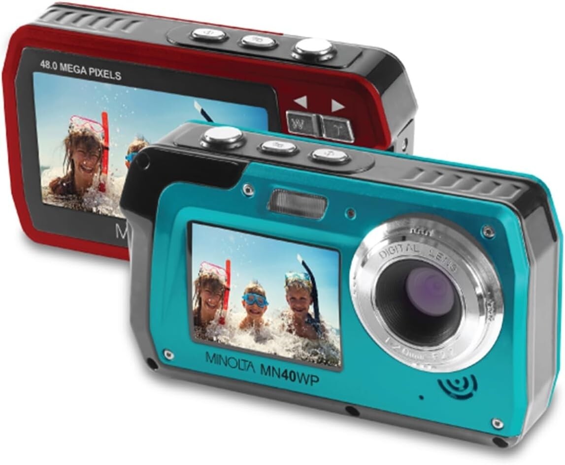 48MP Waterproof Digital Camera with Dual LCD Screens - 2.7K Video Capture