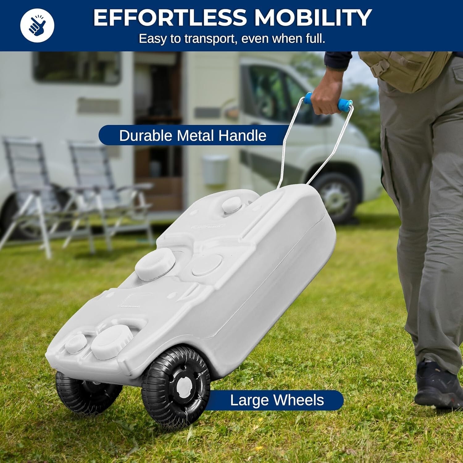 40L RV Portable Water Tank with Wheels - Ideal for Camping and Outdoor Use