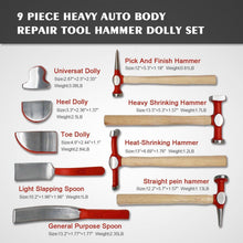Load image into Gallery viewer, Portable 9-Piece Auto Body Repair Hammer &amp; Dolly Set - Sturdy Carbon Steel Tools
