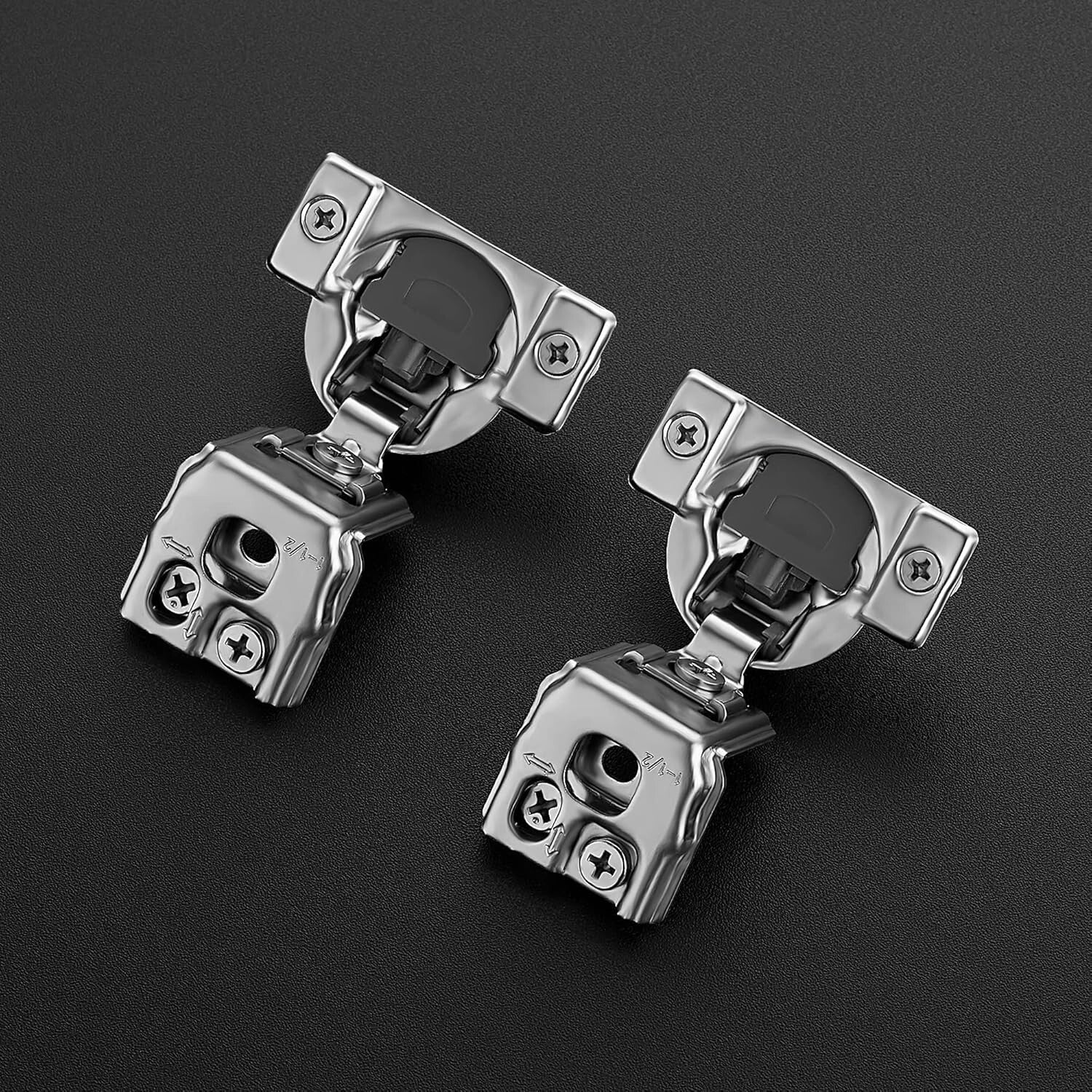 Adjustable 1-1/2 Inch Overlay Cabinet Hinges - 50 Soft Close Stainless Steel Set