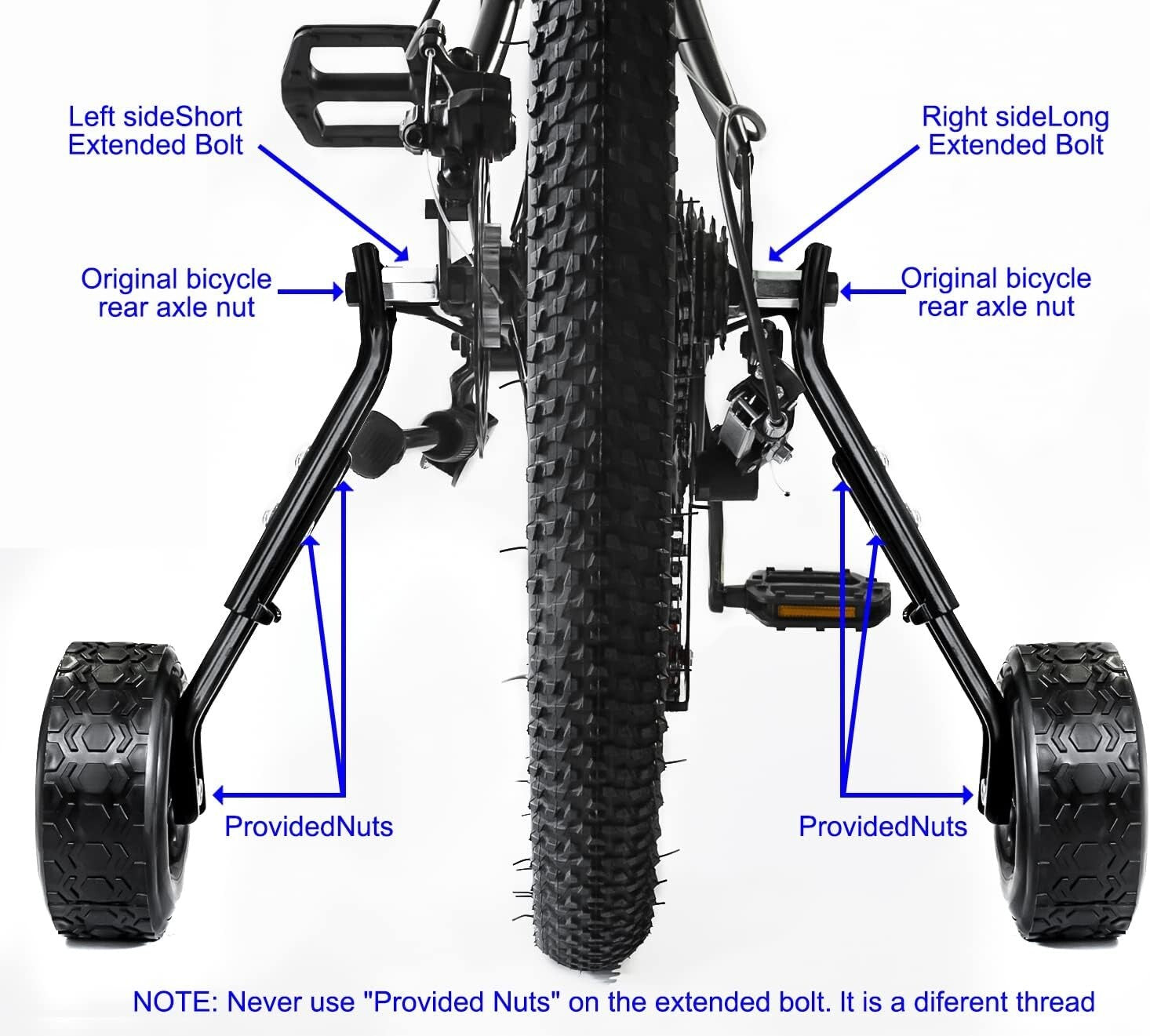 Adjustable Bicycle Training Wheels for 16-24 Inch Bikes - Heavy Duty Stabilizers