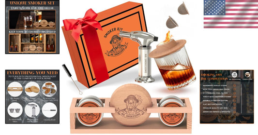 Cocktail Smoker Set with Display Stand & Torch - Perfect Whiskey Gift for Men