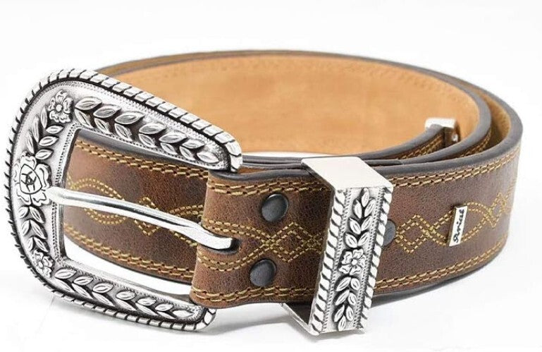 Cotton Women's Fatbaby Center Stitch Belt - 34' Brown Essential for Fashionistas