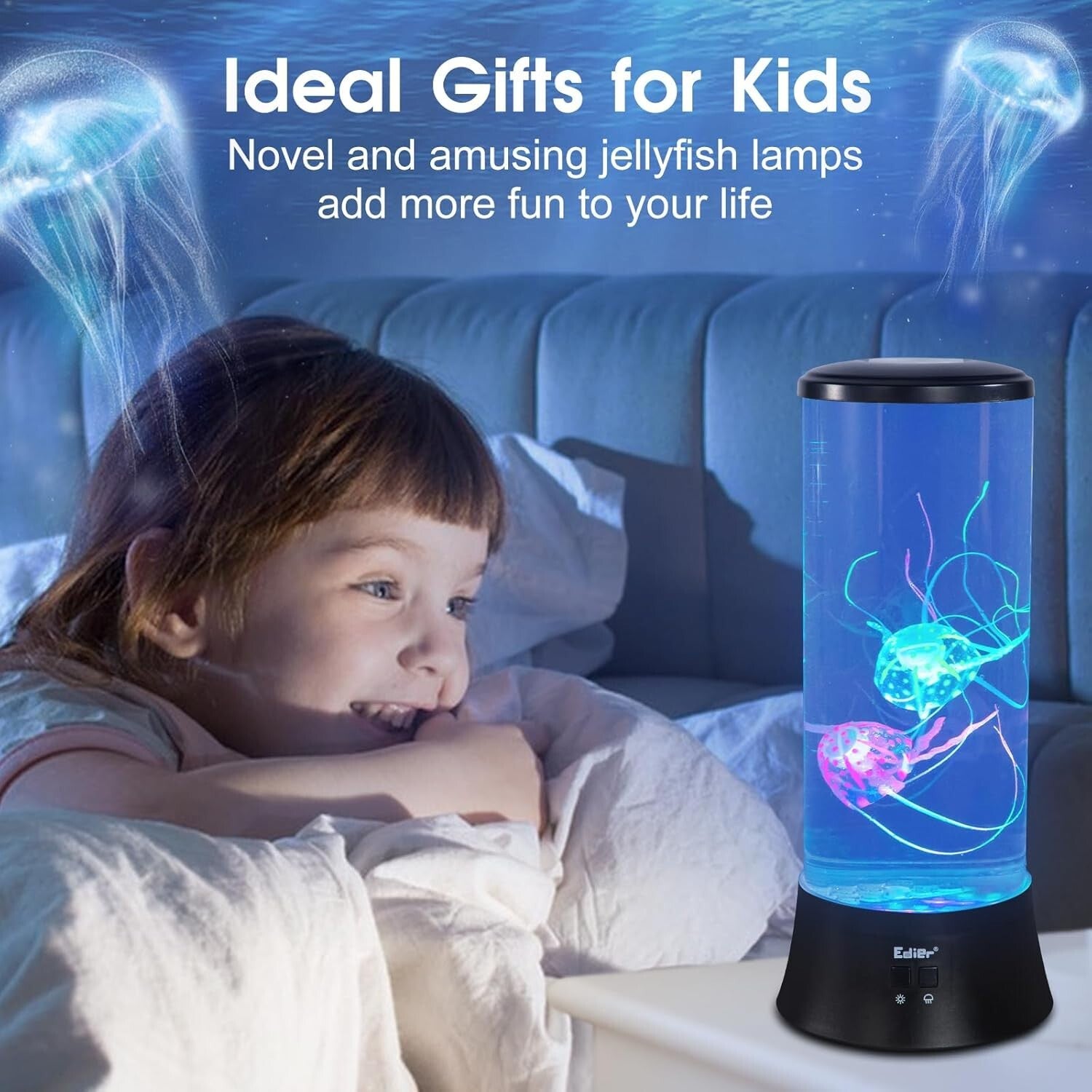 Multicolor Jellyfish Lamp - 15 Inch LED Liquid Motion for Relaxation & Fun