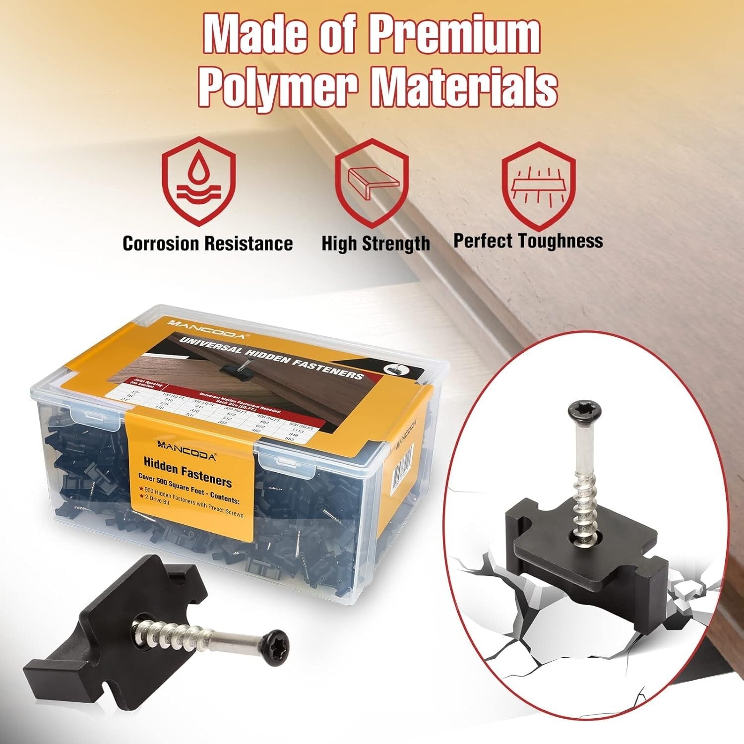 Universal Hidden Deck Fasteners - 900 Clips with Stainless Steel Screws for 5...