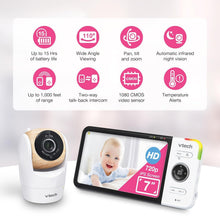 Load image into Gallery viewer, Baby Monitor with 7" Screen, Pan &amp; Tilt Cameras, 1000ft Range - Ultimate Safety