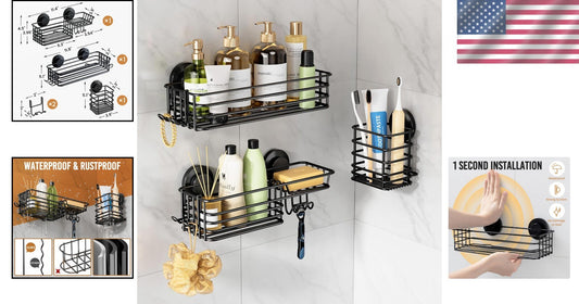 Fast-Drain 22lb Capacity Shower Caddy - Rustproof Suction Cup Storage Solution