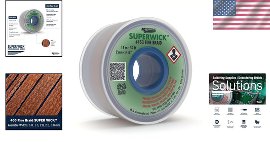 Effortless Solder Removal Super Wick Desoldering Braid - 50' Length, 0.075