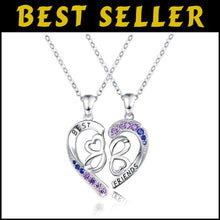 Load image into Gallery viewer, Charming Best Friend Necklaces in Sterling Silver with Heart and Gemstone Detail