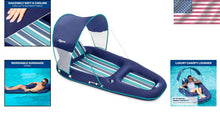 Load image into Gallery viewer, Oversized Comfort Pool Float - Inflatable with Headrest, Canopy &amp; Cup Holder