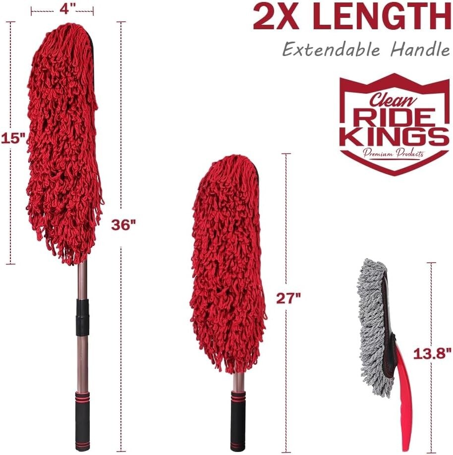 Microfiber Car Duster with Detachable Handle - Scratch-Free Cleaning Solution