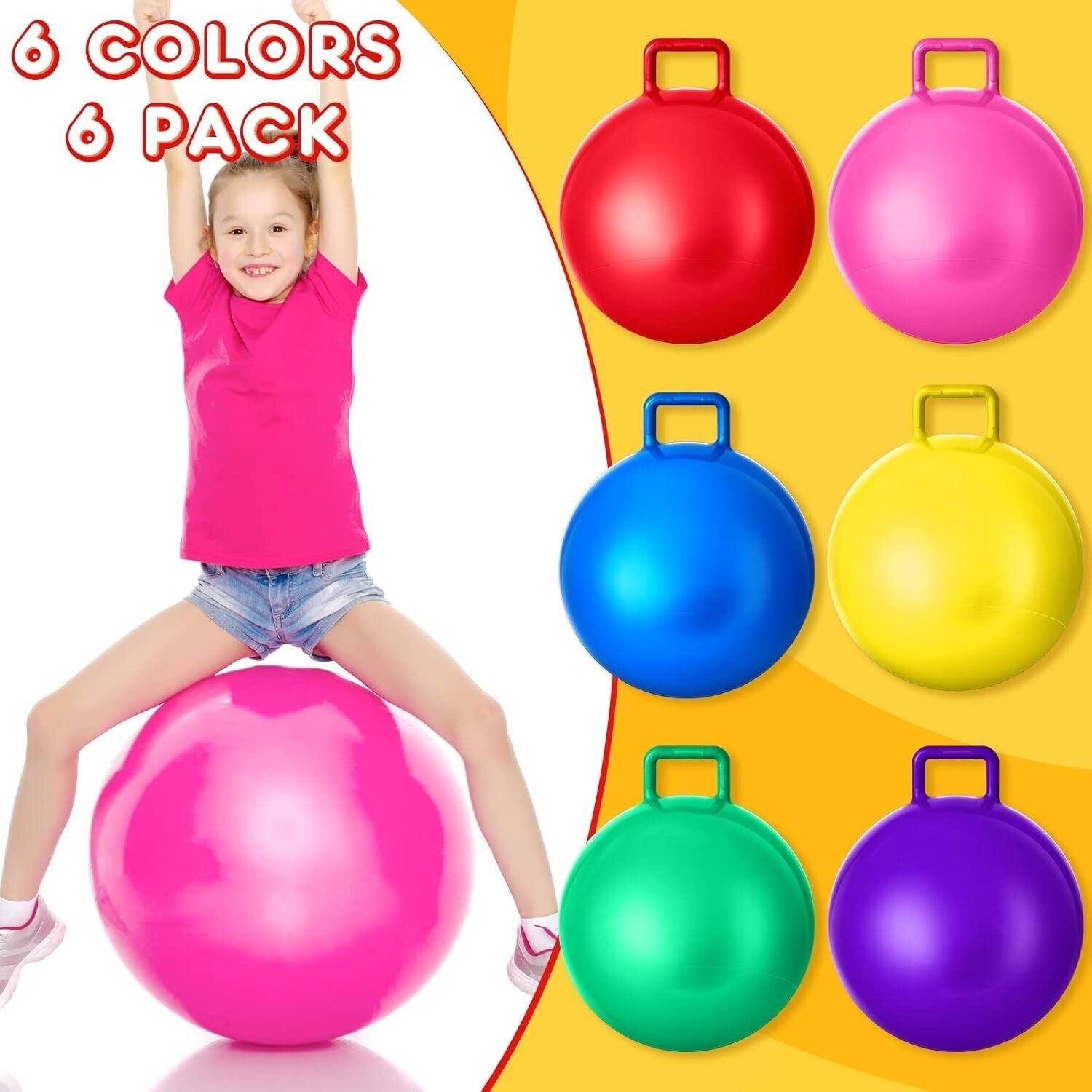 6-Pack 20-Inch Inflatable Hopper Balls with Pump - Fun Family Outdoor Games