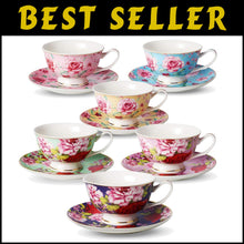 Load image into Gallery viewer, BTaT 8oz Multicolor Floral Tea Cups - Perfect Gift for Tea Lovers &amp; Mother's Day