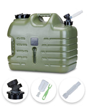 Load image into Gallery viewer, Military Green 6.6 Gallon Wide Mouth Water Storage for Camping Adventures