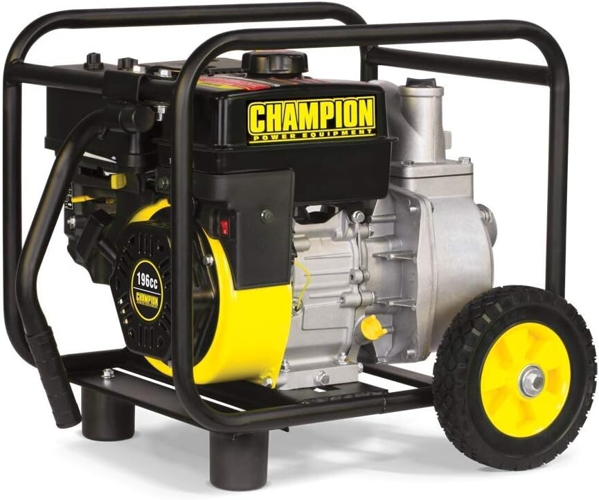 Portable 2-Inch Gas-Powered Water Transfer Pump - 196cc Engine & Durable Frame