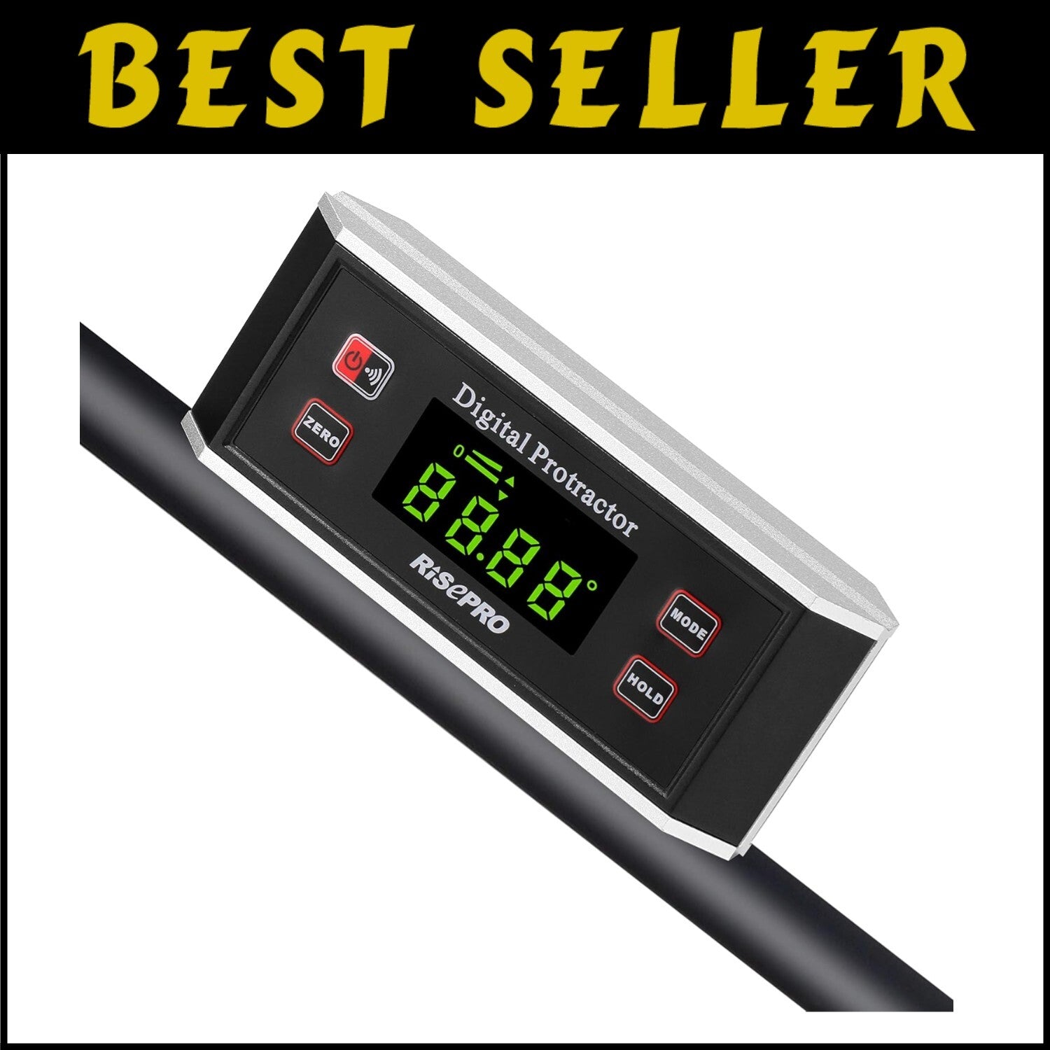 Heavy-Duty Inclinometer & Protractor with Magnetic V-Groove and Lighted Screen