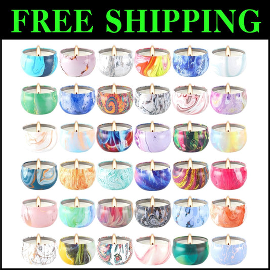 Elegant Gift Set: 36 Natural Soy Wax Scented Candles with Classic Fragrances