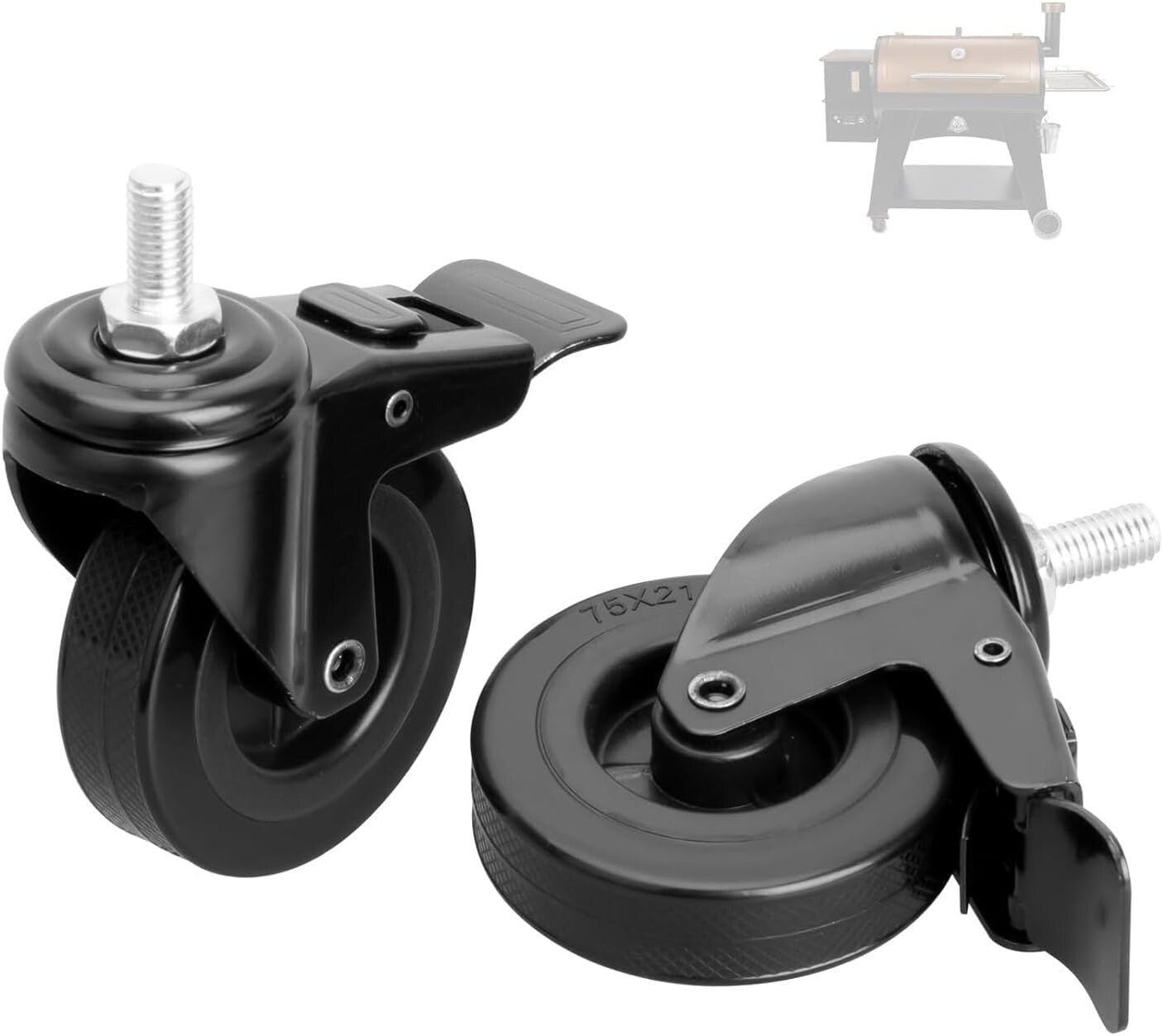 2-Pack 3" Locking Caster Wheels for Pit Boss Pellet Grill Replacement Parts