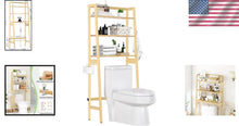 Load image into Gallery viewer, Freestanding Wooden Over-The-Toilet Rack with Adjustable Height &amp; Durable Design