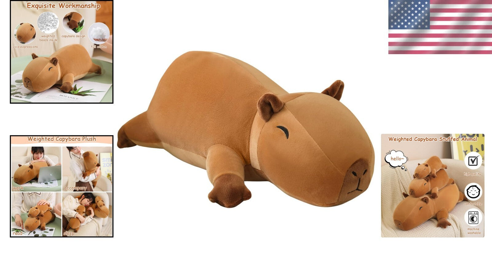 Multi-Size Weighted Capybara Stuffed Animal - Ideal for Home Decor & Gifts