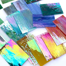 Load image into Gallery viewer, Vibrant 24-Piece Iridescent Stained Glass Pack for Mosaic Crafts - 6x4 Inch