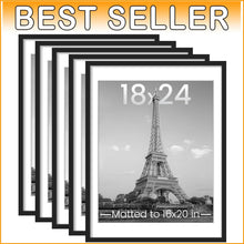 Load image into Gallery viewer, Elegant Set of 5 Black 18x24 Picture Frames for Stylish Wall Gallery Displays