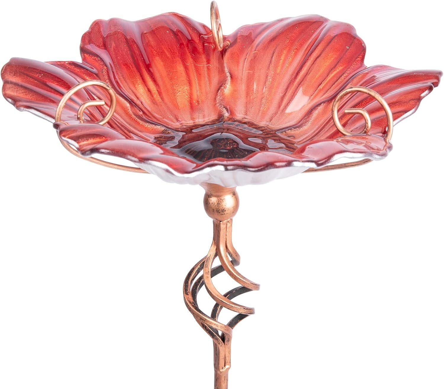 Elegant 31-Inch Birdbath Feeder in Vibrant Red Glass - Perfect for Garden Spaces
