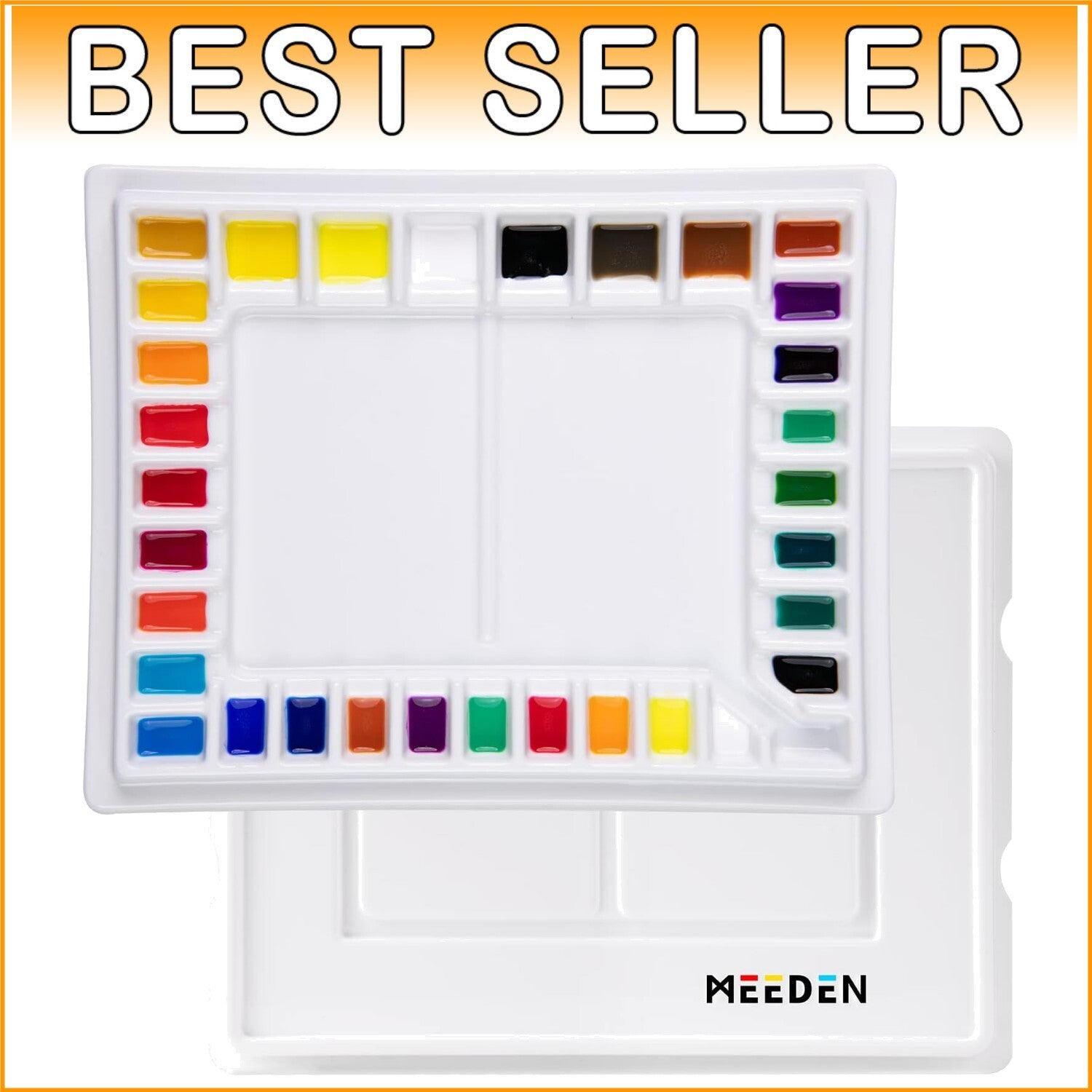 Large 33-Well Ceramic Watercolor Palette with Lid: Ideal for Acrylic Painting