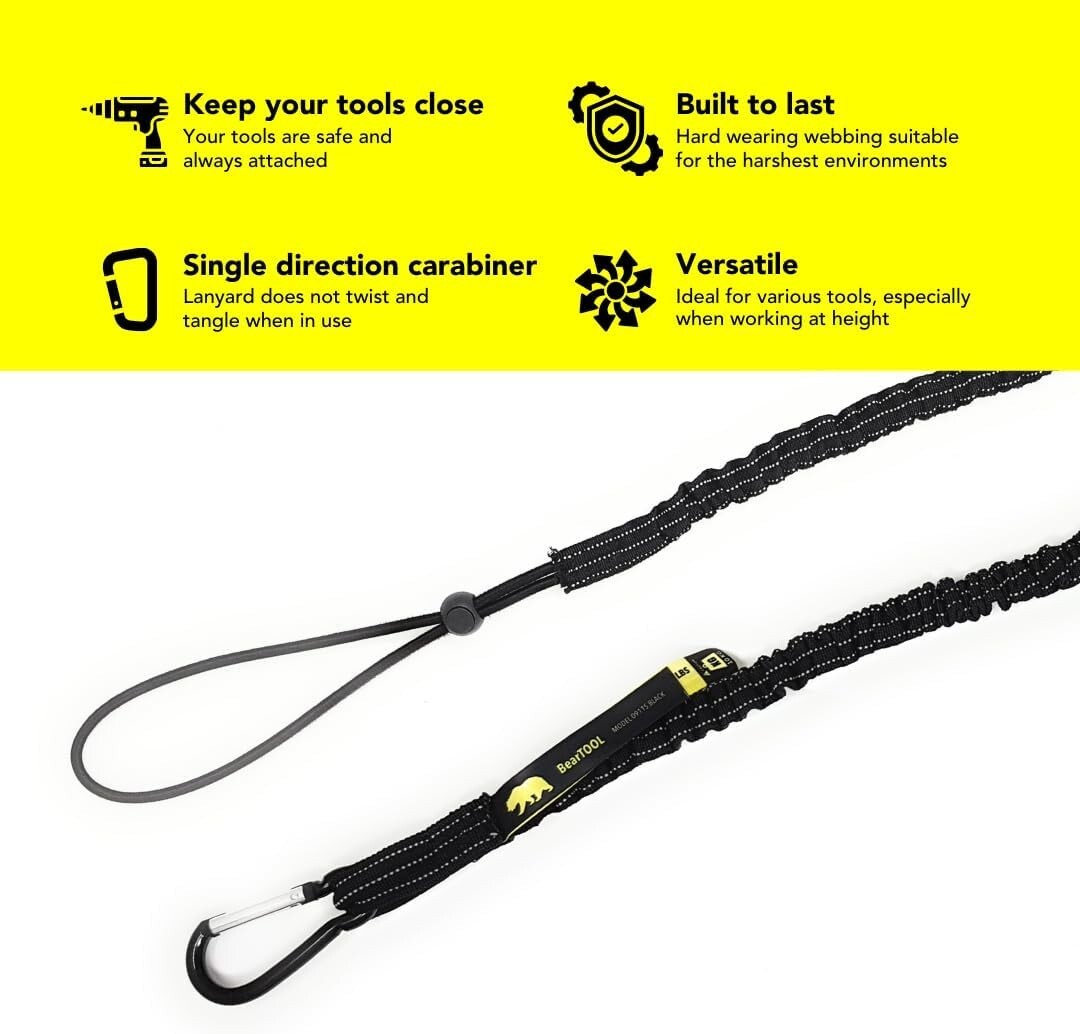 High-Strength Nylon Tool Safety Lanyard with Non-Tangling Carabiner | 10 Pack