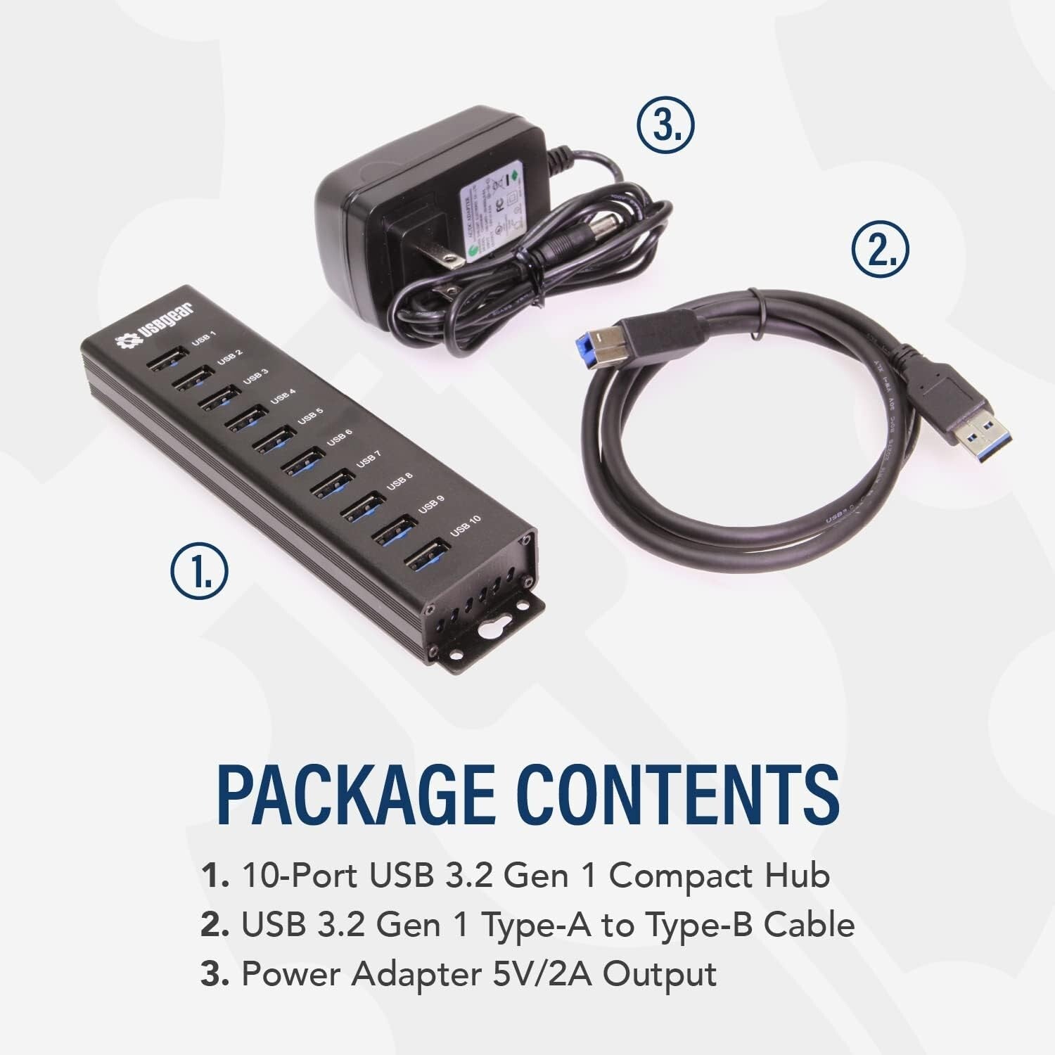 10-Port USB 3.2 Gen 1 Mountable Hub with Fast Charging and 5Gbps Transfer Speed