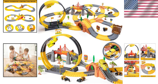 Kids Race Track Set with Electric Cars - 342 Pieces for Fun & Learning Ages 3-7