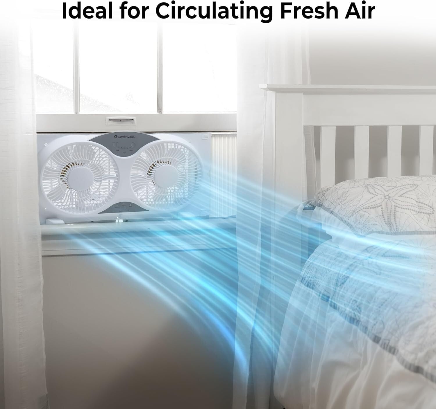9-Inch Reversible Window Fan with Remote - 3 Speed Dual Airflow & Bug Screen