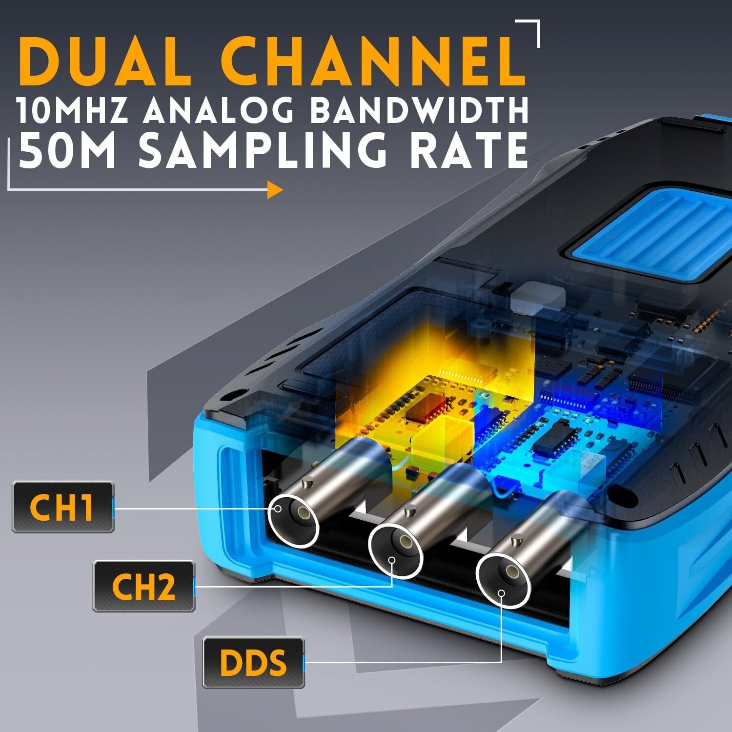 3-in-1 Handheld Oscilloscope & Multimeter with 10MHz Bandwidth - 2 Channels