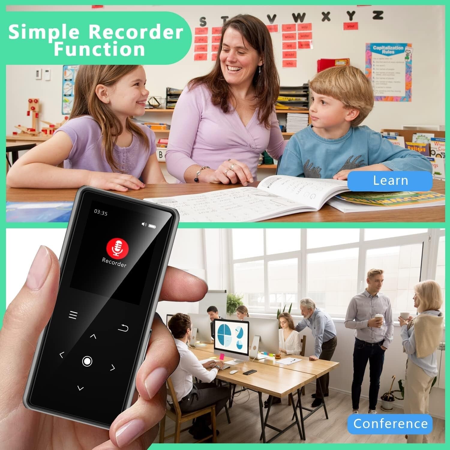 Portable 128GB MP3 Player with Bluetooth 5.2 & Built-in HD Speaker – Great Gift!